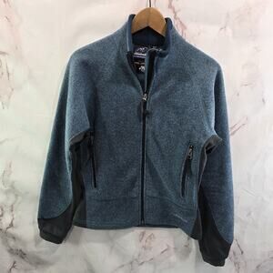 Cloudveil Jacket Womens Medium Blue Black Fleece Zip Mock Hybrid Vintage REI